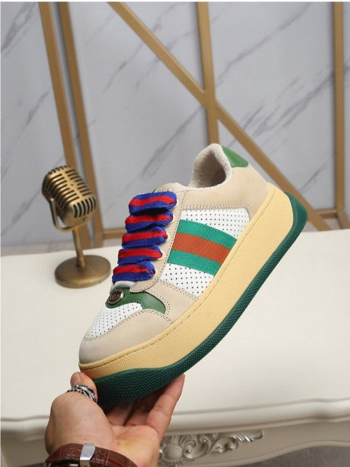 Guccii screener gg leather trimmed canvas sneaker T22