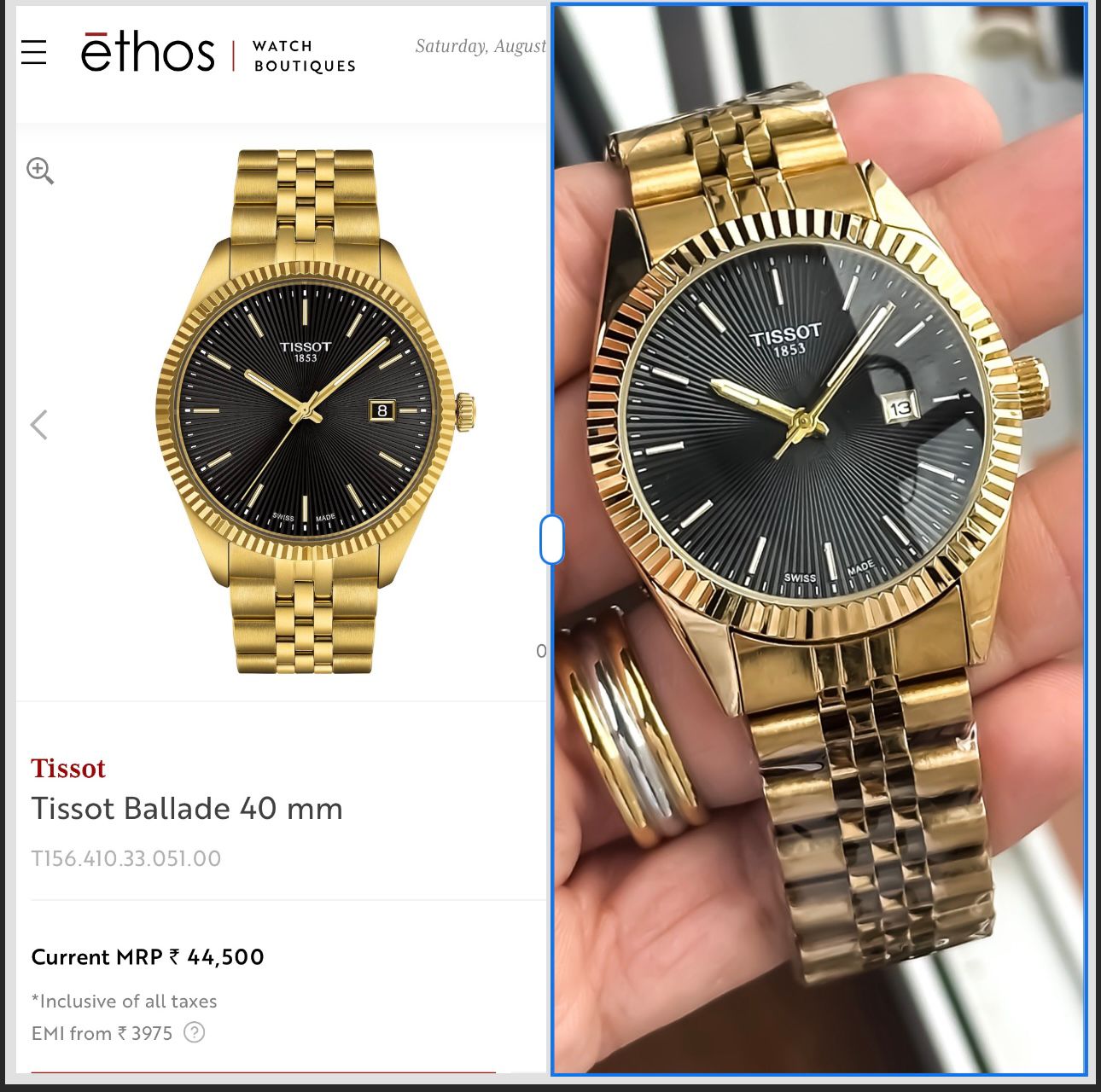 Tissot Ballade 40mm Gold With Black Dial Store Article