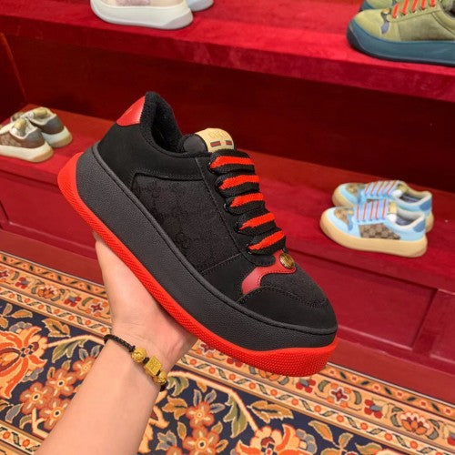 Gucciii screener gg leather trimmed canvas sneaker T23