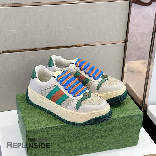 Guccii screener gg leather trimmed canvas sneaker T22