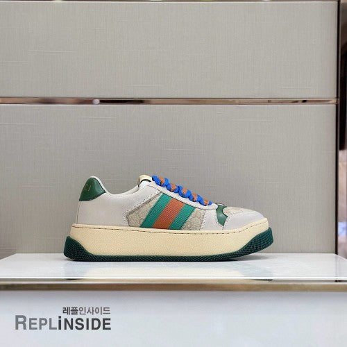 Guccii screener gg leather trimmed canvas sneaker T22