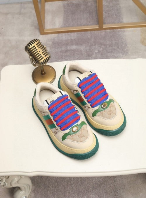 Guccii screener gg leather trimmed canvas sneaker T22