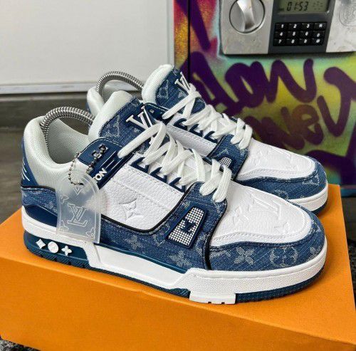 👟 Trainer | Monogram Denim - White Blue