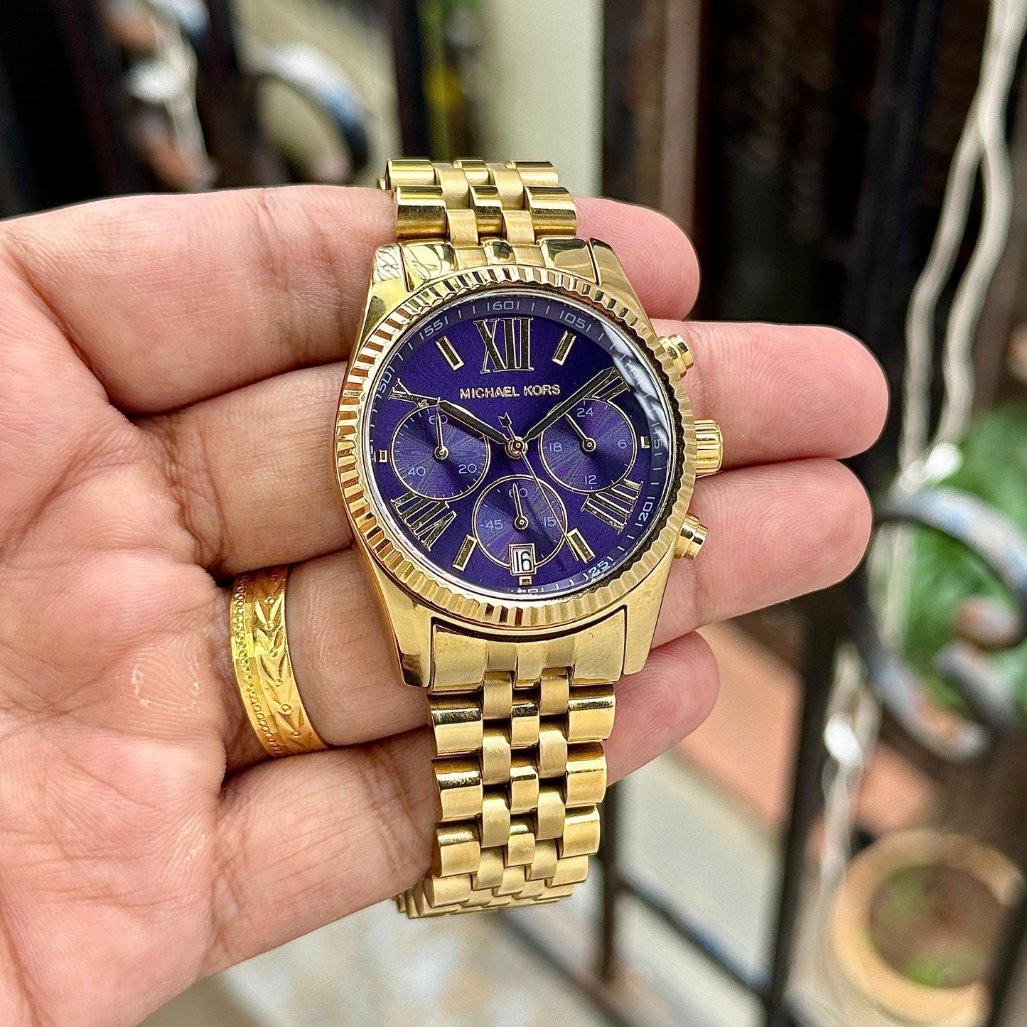 MICHAEL KORS RITZ CHRONOGRAPH – GOLD & ROYAL BLUE